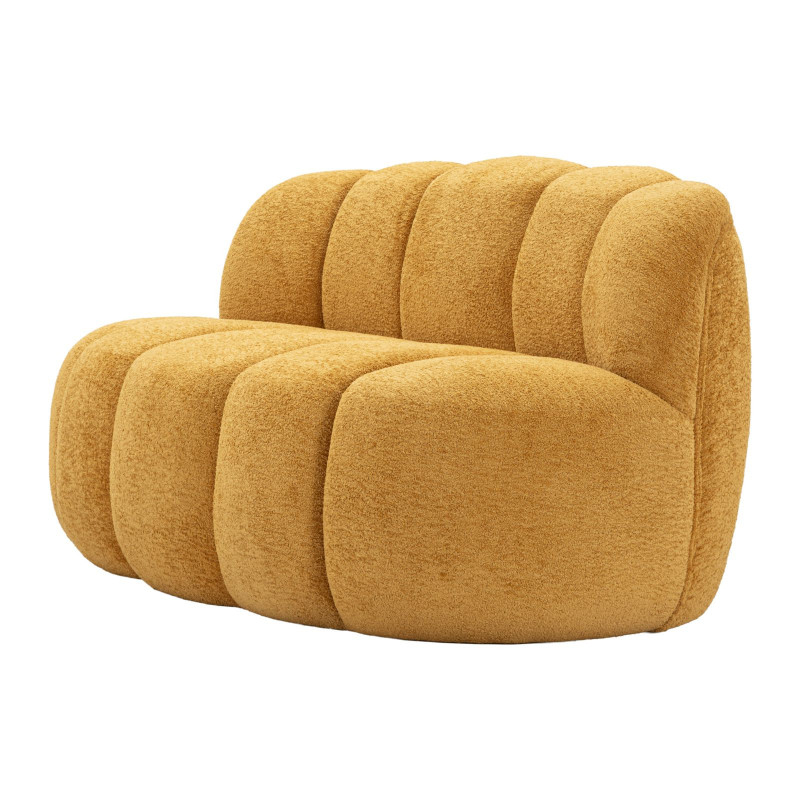 Canapé design Bouclette Arrondi 2 places 145 cm Tissu Jaune moutarde Bouclé Éponge Bois contreplaqué Ball 