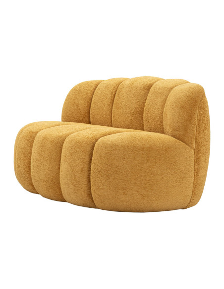 Canapé design Bouclette Arrondi 2 places 145 cm Tissu Jaune moutarde Bouclé Éponge Bois contreplaqué Ball 