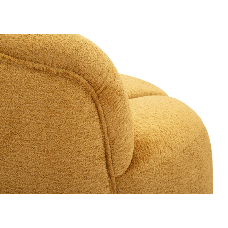 Canapé design Bouclette Arrondi 2 places 145 cm Tissu Jaune moutarde Bouclé Éponge Bois contreplaqué Ball 