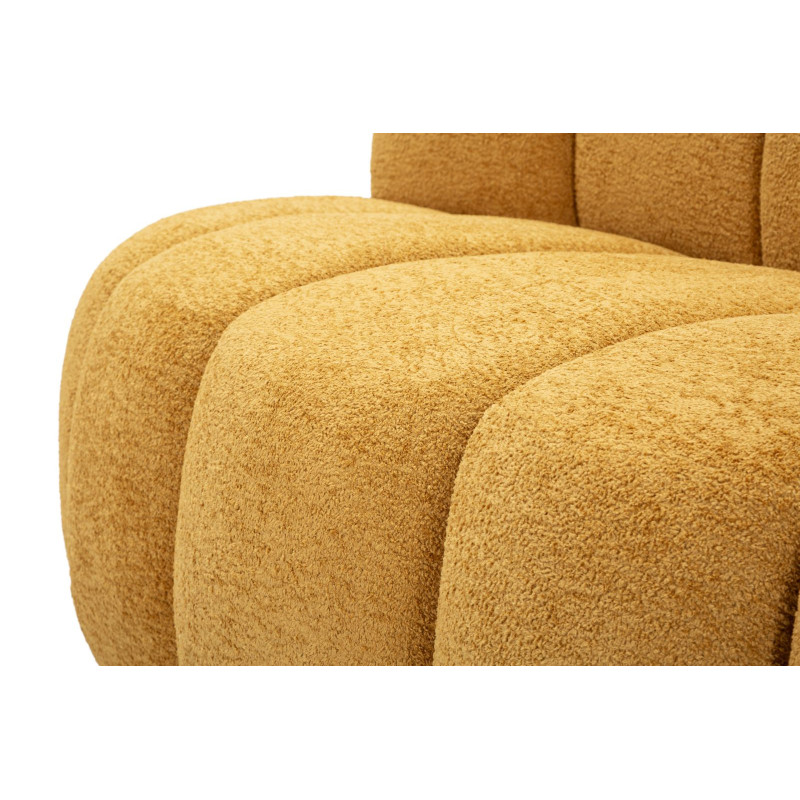 Canapé design Bouclette Arrondi 2 places 145 cm Tissu Jaune moutarde Bouclé Éponge Bois contreplaqué Ball 