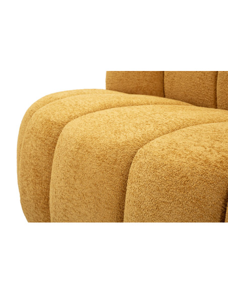 Canapé design Bouclette Arrondi 2 places 145 cm Tissu Jaune moutarde Bouclé Éponge Bois contreplaqué Ball 