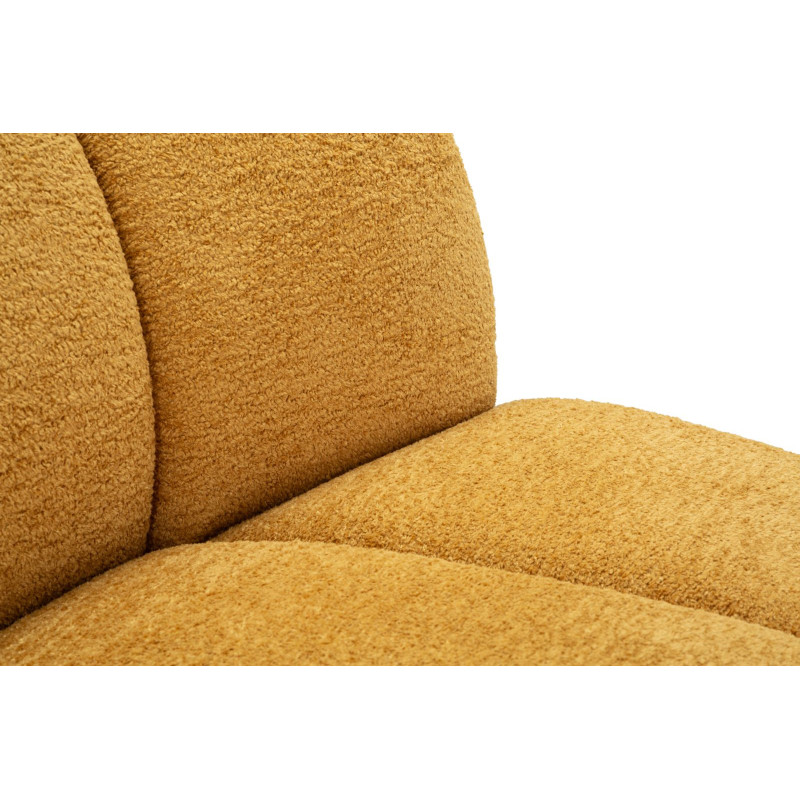 Canapé design Bouclette Arrondi 2 places 145 cm Tissu Jaune moutarde Bouclé Éponge Bois contreplaqué Ball 