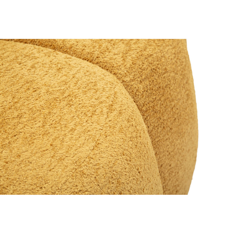 Canapé design Bouclette Arrondi 2 places 145 cm Tissu Jaune moutarde Bouclé Éponge Bois contreplaqué Ball 