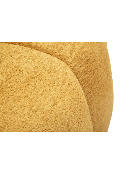 Canapé design Bouclette Arrondi 2 places 145 cm Tissu Jaune moutarde Bouclé Éponge Bois contreplaqué Ball 