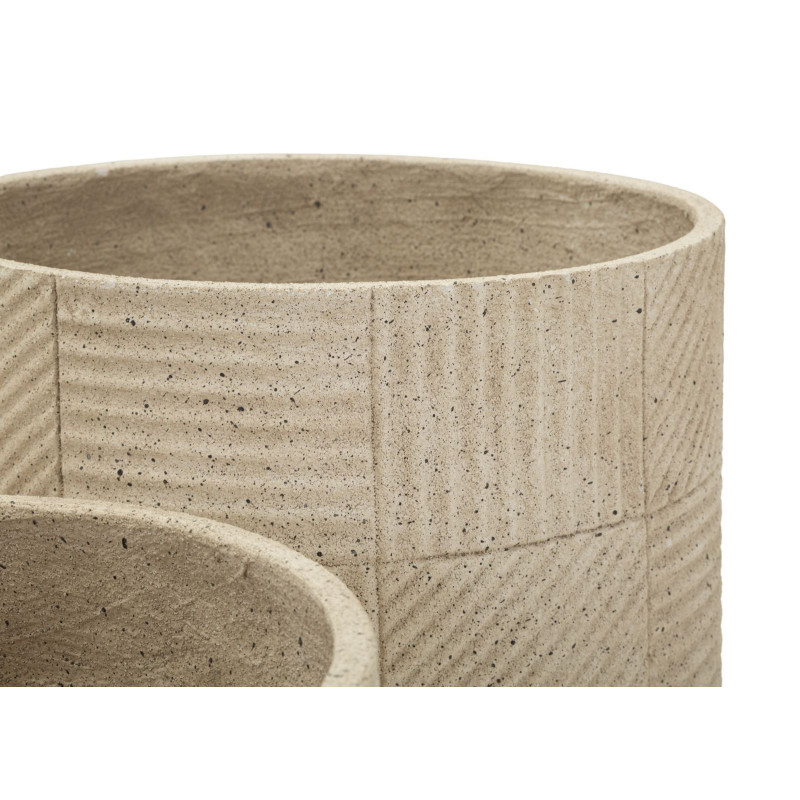 Lot de 3 cache-pots de jardin modernes Rond Résine Gris Motif carreaux Venezuela 