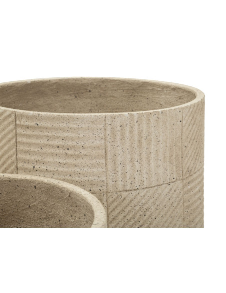 Lot de 3 cache-pots de jardin modernes Rond Résine Gris Motif carreaux Venezuela 