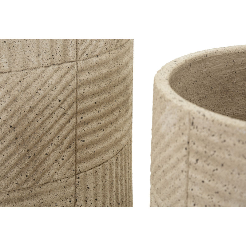 Lot de 3 cache-pots de jardin modernes Rond Résine Gris Motif carreaux Venezuela 