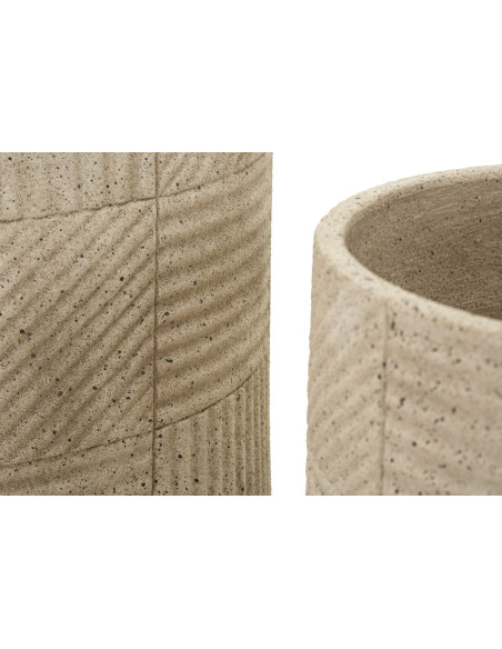 Lot de 3 cache-pots de jardin modernes Rond Résine Gris Motif carreaux Venezuela 