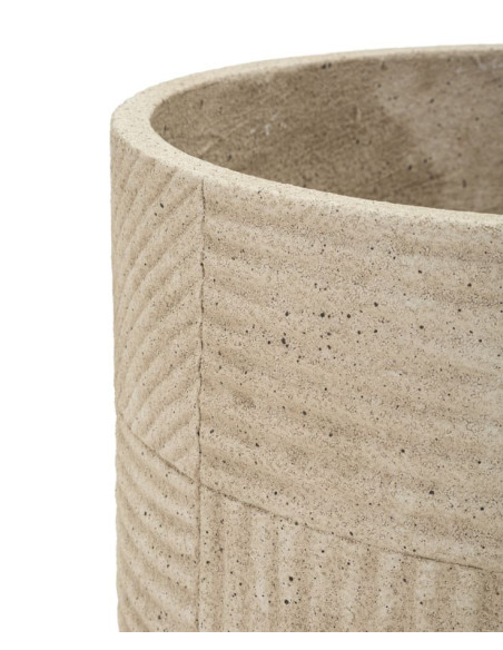 Lot de 3 cache-pots de jardin modernes Rond Résine Gris Motif carreaux Venezuela 