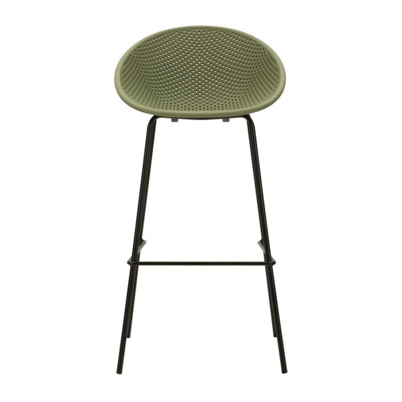 Lot de 2 Tabourets de bar design Plastique Vert Métal Noir Ibiza 