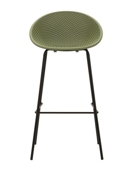 Lot de 2 Tabourets de bar design Plastique Vert Métal Noir Ibiza 