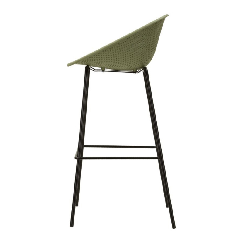Lot de 2 Tabourets de bar design Plastique Vert Métal Noir Ibiza 