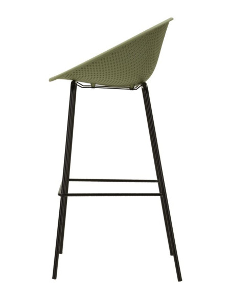 Lot de 2 Tabourets de bar design Plastique Vert Métal Noir Ibiza 