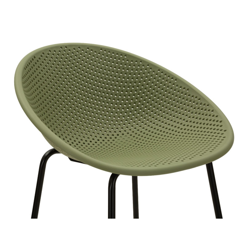 Lot de 2 Tabourets de bar design Plastique Vert Métal Noir Ibiza 