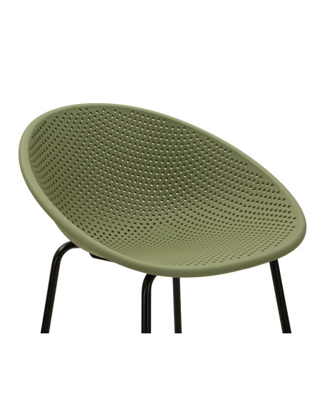 Lot de 2 Tabourets de bar design Plastique Vert Métal Noir Ibiza 