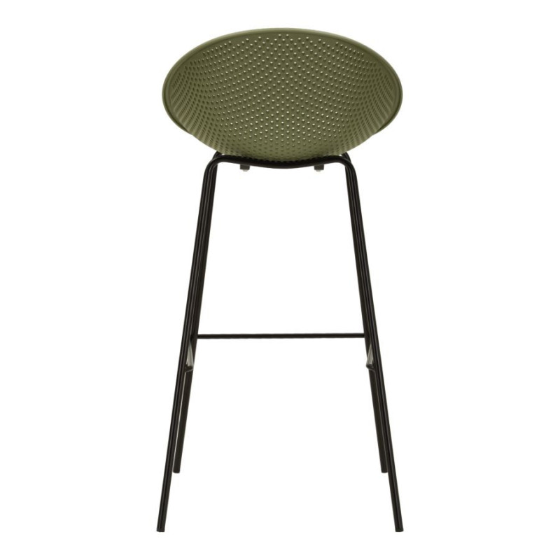 Lot de 2 Tabourets de bar design Plastique Vert Métal Noir Ibiza 
