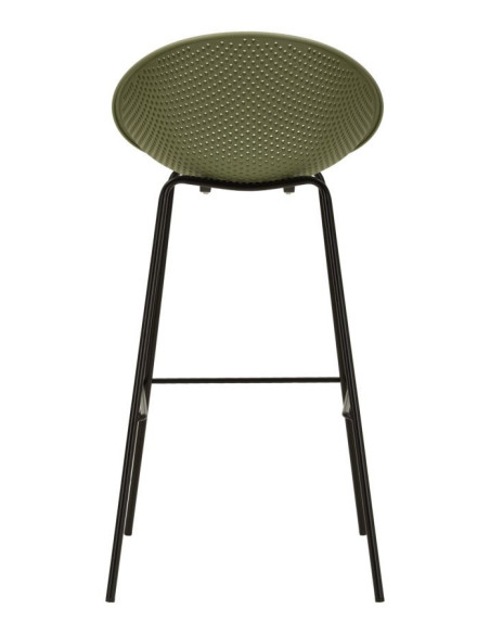 Lot de 2 Tabourets de bar design Plastique Vert Métal Noir Ibiza 