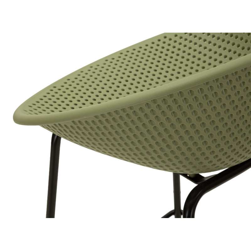 Lot de 2 Tabourets de bar design Plastique Vert Métal Noir Ibiza 