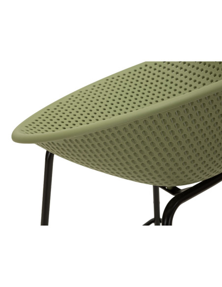 Lot de 2 Tabourets de bar design Plastique Vert Métal Noir Ibiza 