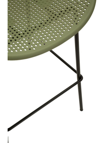 Lot de 2 Tabourets de bar design Plastique Vert Métal Noir Ibiza 