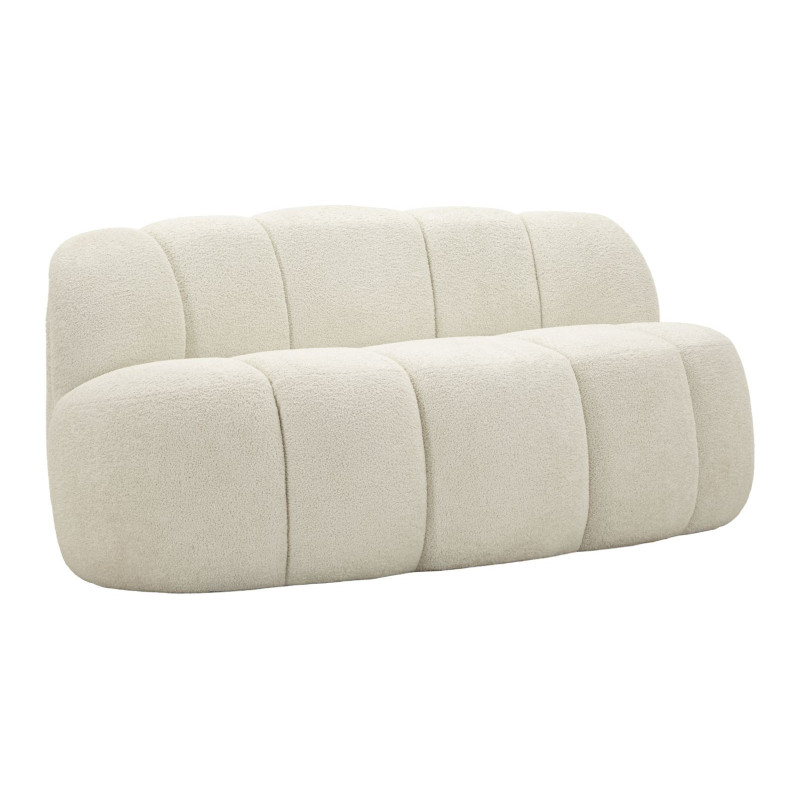 Canapé design Bouclette Arrondi 2 places 145 cm Tissu Blanc Bouclé Éponge Bois contreplaqué Ball 