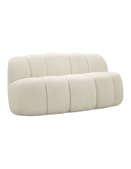 Canapé design Bouclette Arrondi 2 places 145 cm Tissu Blanc Bouclé Éponge Bois contreplaqué Ball 