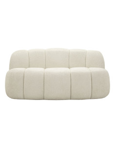 Canapé design Bouclette Arrondi 2 places 145 cm Tissu Blanc Bouclé Éponge Bois contreplaqué Ball 