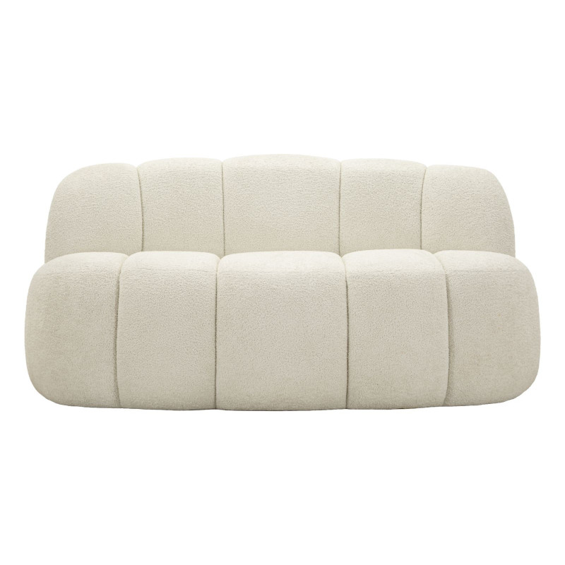Canapé design Bouclette Arrondi 2 places 145 cm Tissu Blanc Bouclé Éponge Bois contreplaqué Ball 