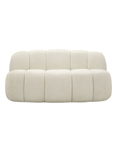 Canapé design Bouclette Arrondi 2 places 145 cm Tissu Blanc Bouclé Éponge Bois contreplaqué Ball 