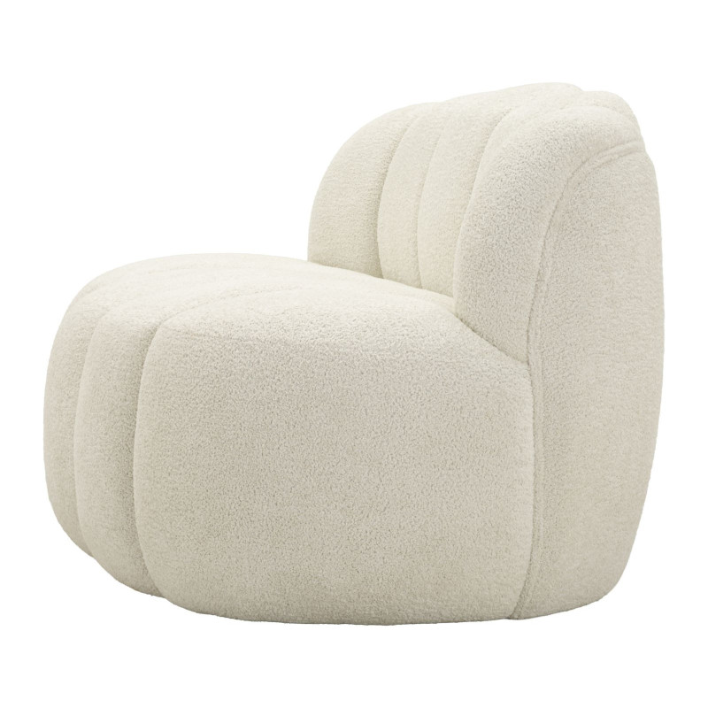 Canapé design Bouclette Arrondi 2 places 145 cm Tissu Blanc Bouclé Éponge Bois contreplaqué Ball 