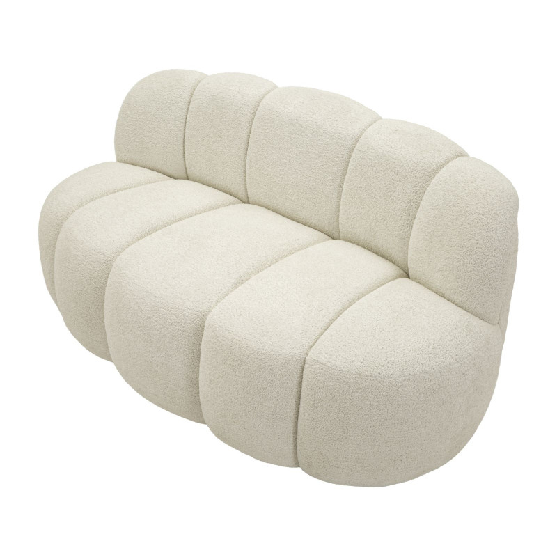 Canapé design Bouclette Arrondi 2 places 145 cm Tissu Blanc Bouclé Éponge Bois contreplaqué Ball 