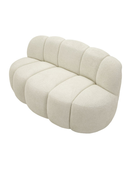 Canapé design Bouclette Arrondi 2 places 145 cm Tissu Blanc Bouclé Éponge Bois contreplaqué Ball 