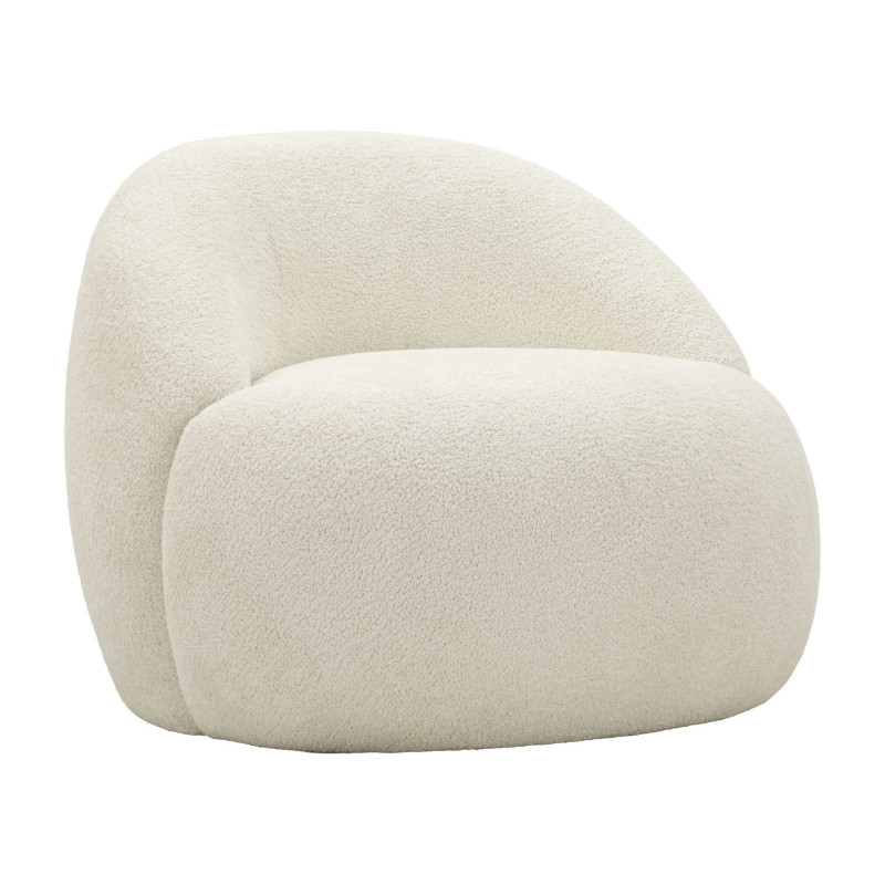 Fauteuil design Bouclette Tissu Blanc Bouclé Éponge Bois contreplaqué Ginevra 
