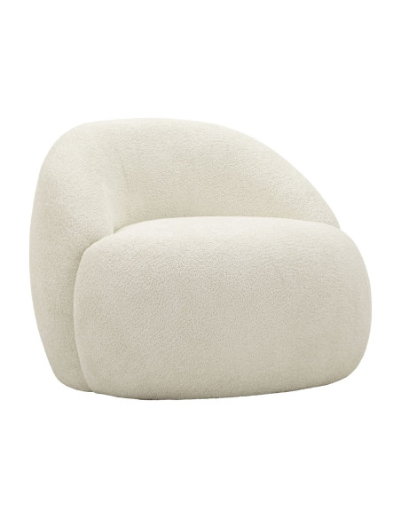 Fauteuil design Bouclette Tissu Blanc Bouclé Éponge Bois contreplaqué Ginevra 