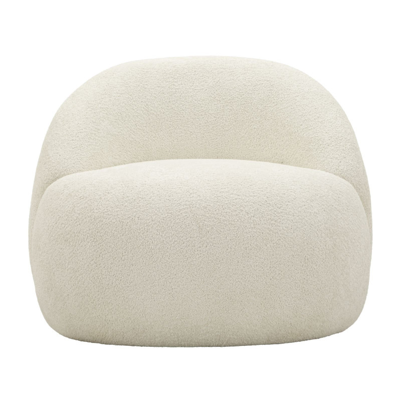 Fauteuil design Bouclette Tissu Blanc Bouclé Éponge Bois contreplaqué Ginevra 
