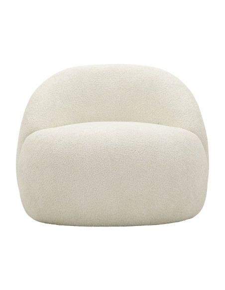 Fauteuil design Bouclette Tissu Blanc Bouclé Éponge Bois contreplaqué Ginevra 