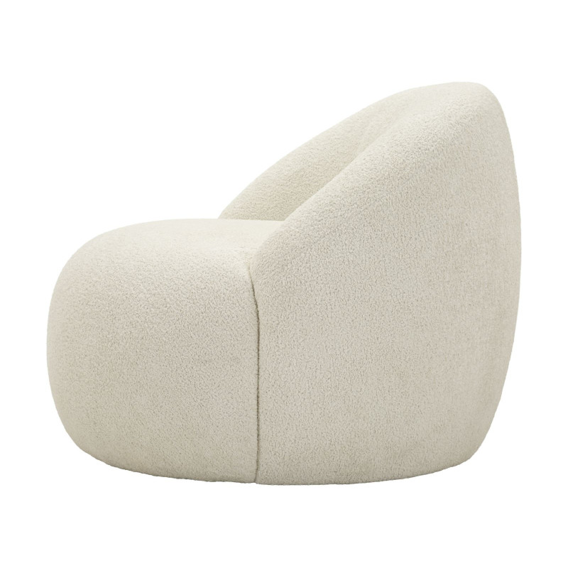 Fauteuil design Bouclette Tissu Blanc Bouclé Éponge Bois contreplaqué Ginevra 