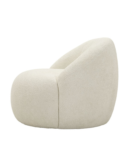 Fauteuil design Bouclette Tissu Blanc Bouclé Éponge Bois contreplaqué Ginevra 