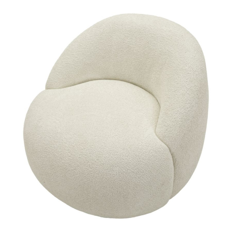 Fauteuil design Bouclette Tissu Blanc Bouclé Éponge Bois contreplaqué Ginevra 