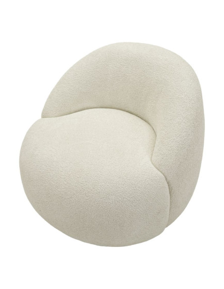 Fauteuil design Bouclette Tissu Blanc Bouclé Éponge Bois contreplaqué Ginevra 