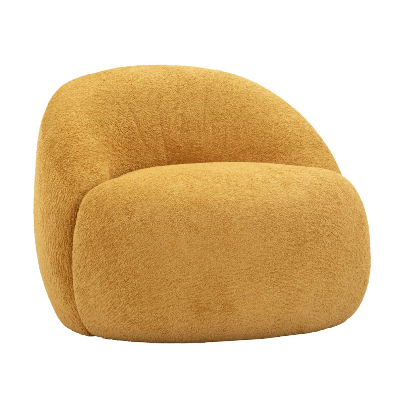 Fauteuil design Bouclette Tissu Jaune moutarde Bouclé Éponge Bois contreplaqué Ginevra 