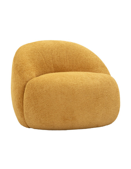 Fauteuil design Bouclette Tissu Jaune moutarde Bouclé Éponge Bois contreplaqué Ginevra 