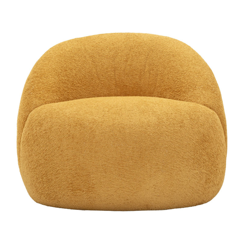 Fauteuil design Bouclette Tissu Jaune moutarde Bouclé Éponge Bois contreplaqué Ginevra 