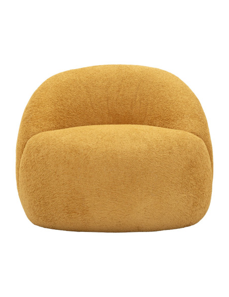 Fauteuil design Bouclette Tissu Jaune moutarde Bouclé Éponge Bois contreplaqué Ginevra 
