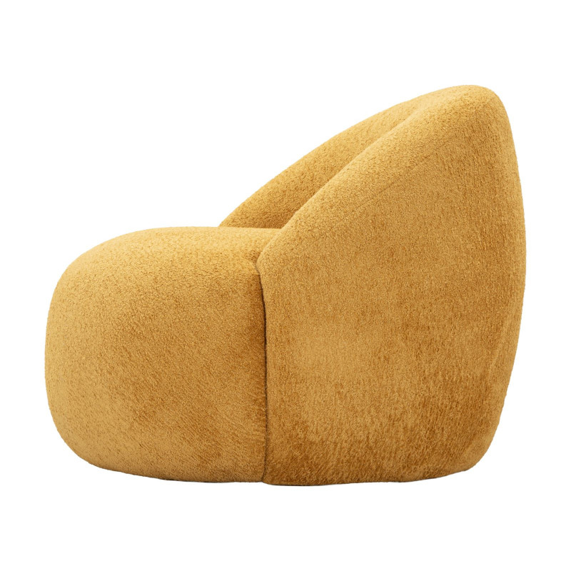 Fauteuil design Bouclette Tissu Jaune moutarde Bouclé Éponge Bois contreplaqué Ginevra 