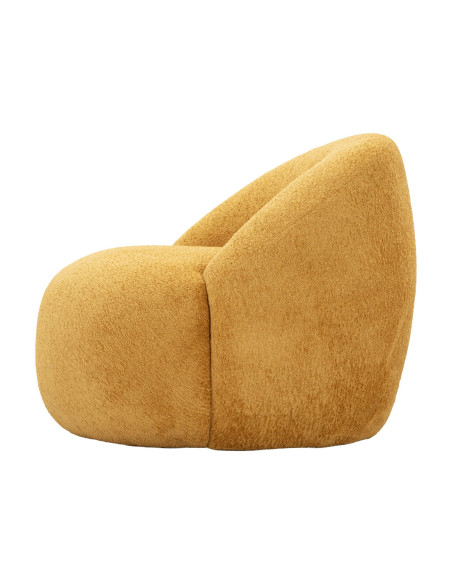 Fauteuil design Bouclette Tissu Jaune moutarde Bouclé Éponge Bois contreplaqué Ginevra 