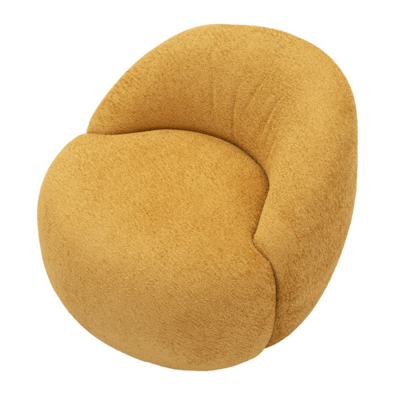 Fauteuil design Bouclette Tissu Jaune moutarde Bouclé Éponge Bois contreplaqué Ginevra 