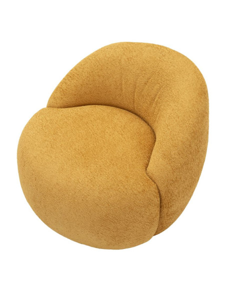 Fauteuil design Bouclette Tissu Jaune moutarde Bouclé Éponge Bois contreplaqué Ginevra 