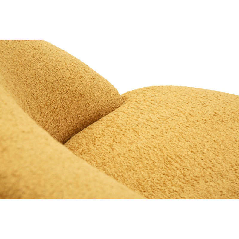 Fauteuil design Bouclette Tissu Jaune moutarde Bouclé Éponge Bois contreplaqué Ginevra 