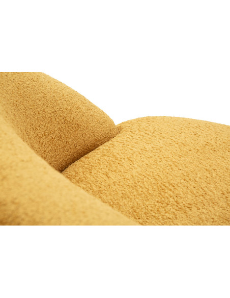 Fauteuil design Bouclette Tissu Jaune moutarde Bouclé Éponge Bois contreplaqué Ginevra 